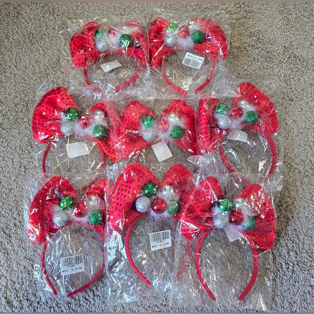 Christmas Bow Headbands (x8)